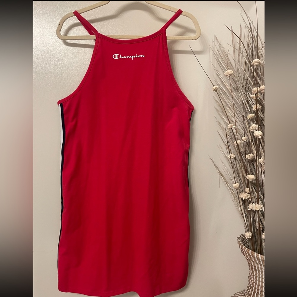 NWT Champion Red Persuasion Sporty Dress. Blue/White Stripes Down the Side.